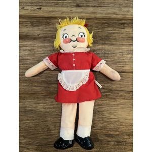 Vintage 16” Cloth Campbell Kid Girl Doll In Original Outfit With Apron & Shoes